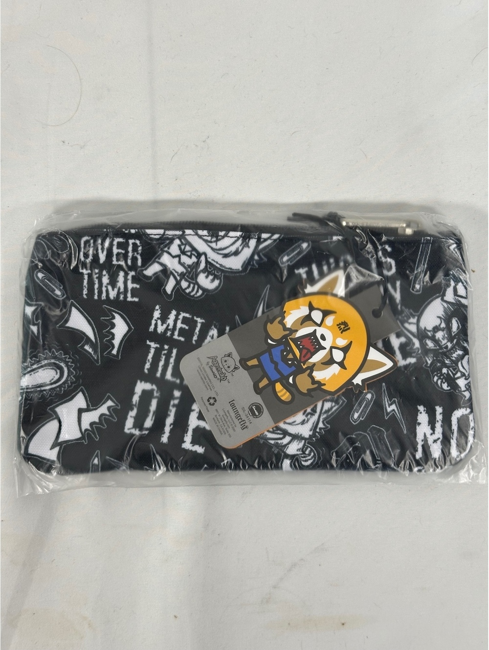 Loungefly Aggretsuko Black and White Graphic Zip Pouch New with Tags